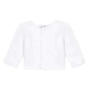 Garter Knit White Cardigan