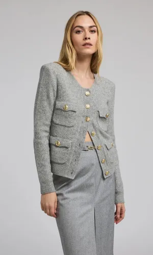 Generation Love Ellison Rib Cardigan Heather Grey