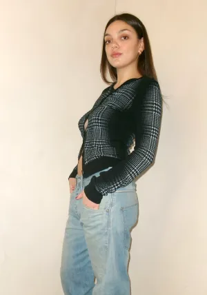 Gianfranco Ferre Houndstooth Navy Printed Cardigan