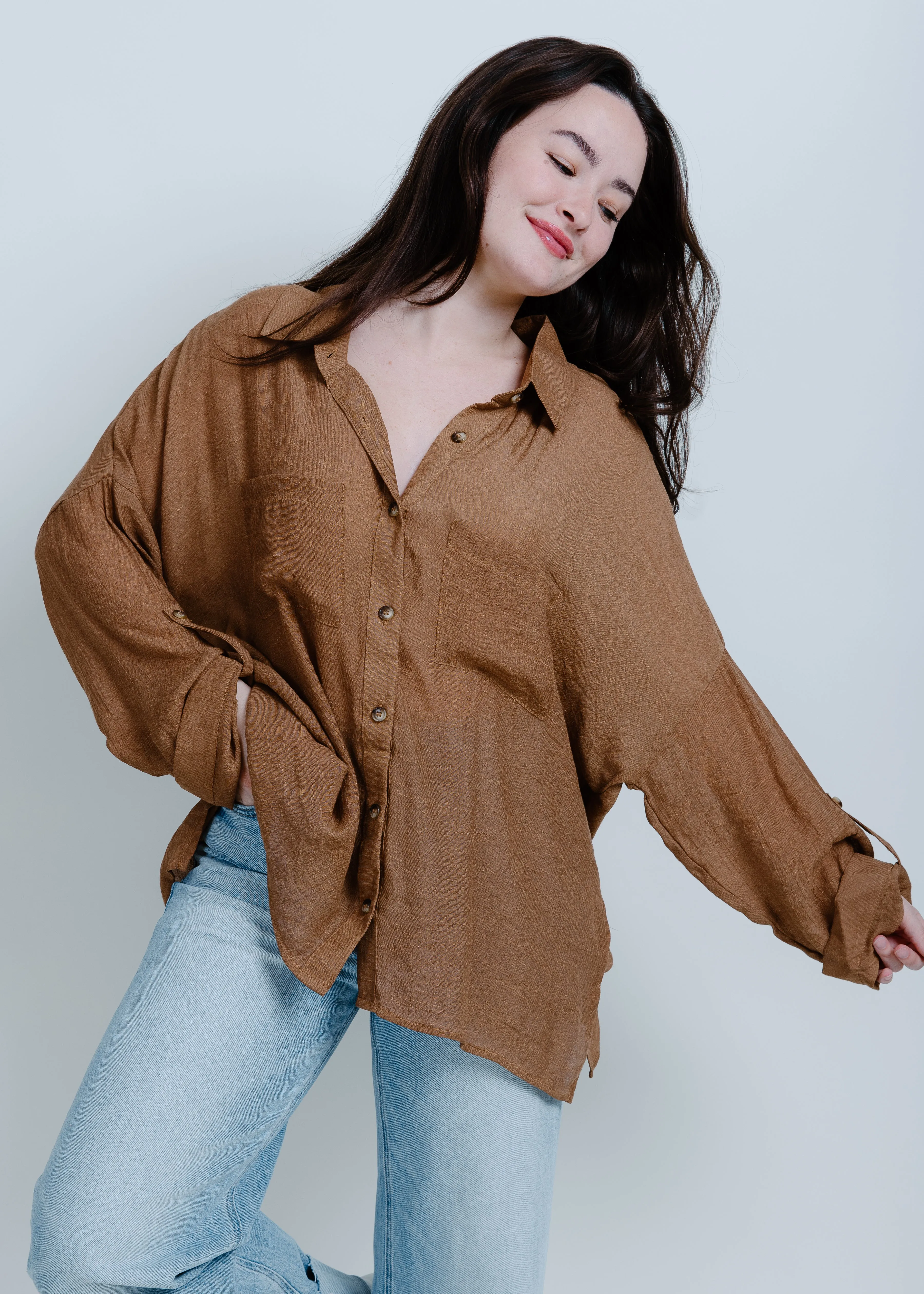 Gianna Button Up Shirt - Camel