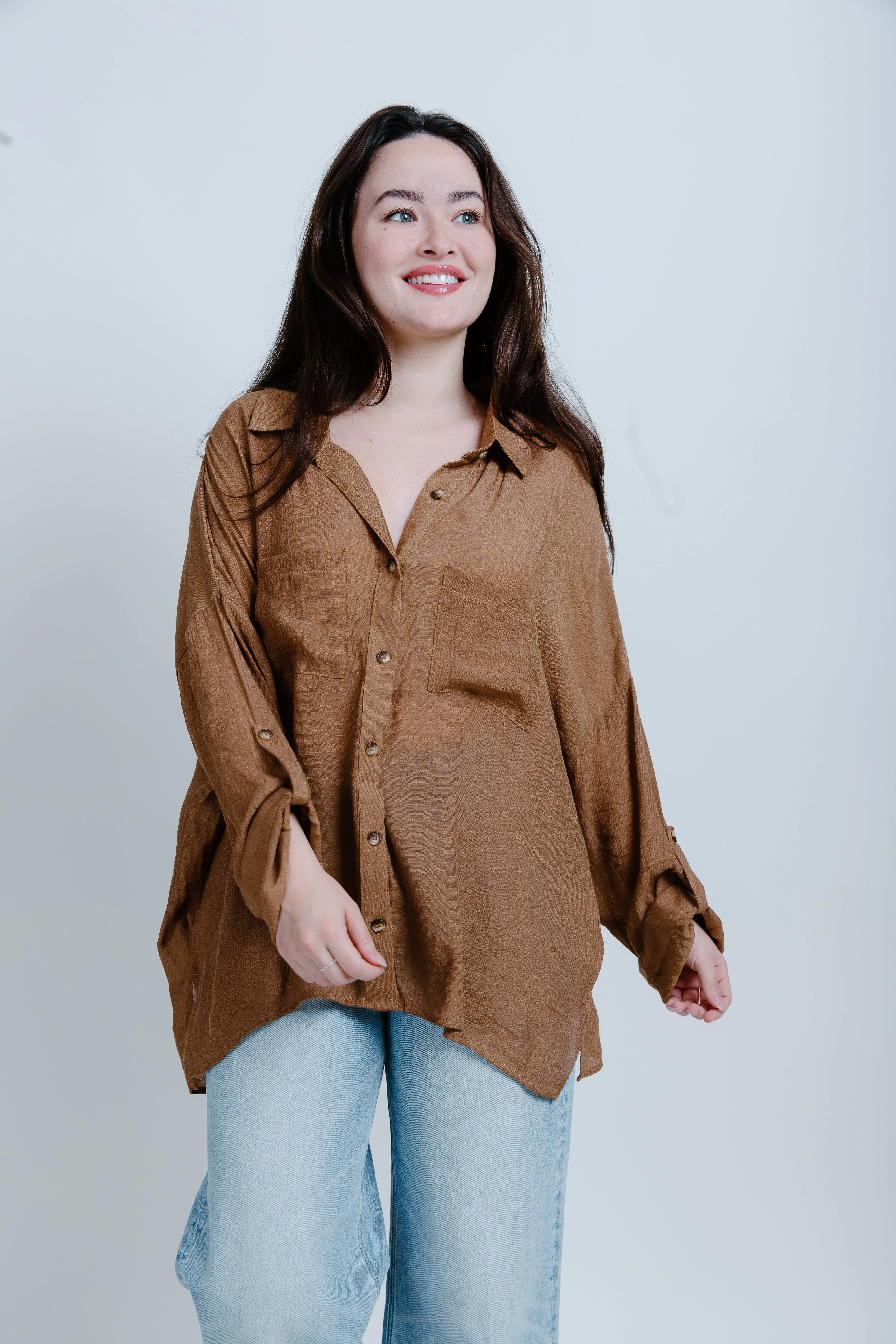 Gianna Button Up Shirt - Camel