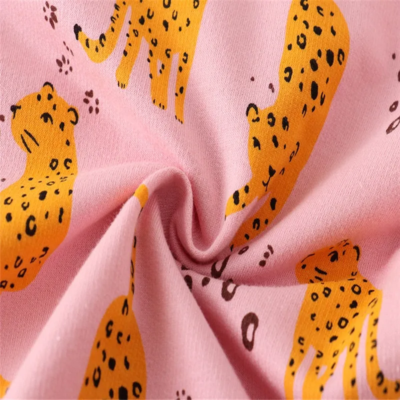 Girls Animals Print Cotton Sweatshirt - Pink