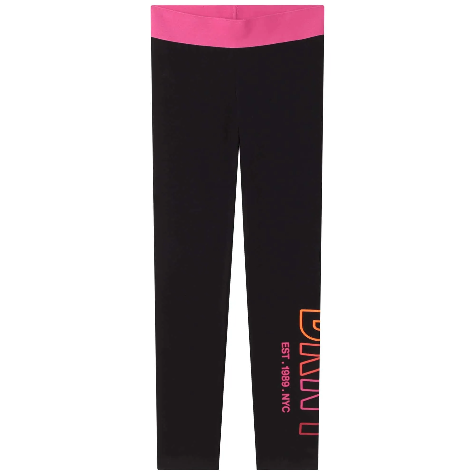Girls Black Cotton Logo Leggings