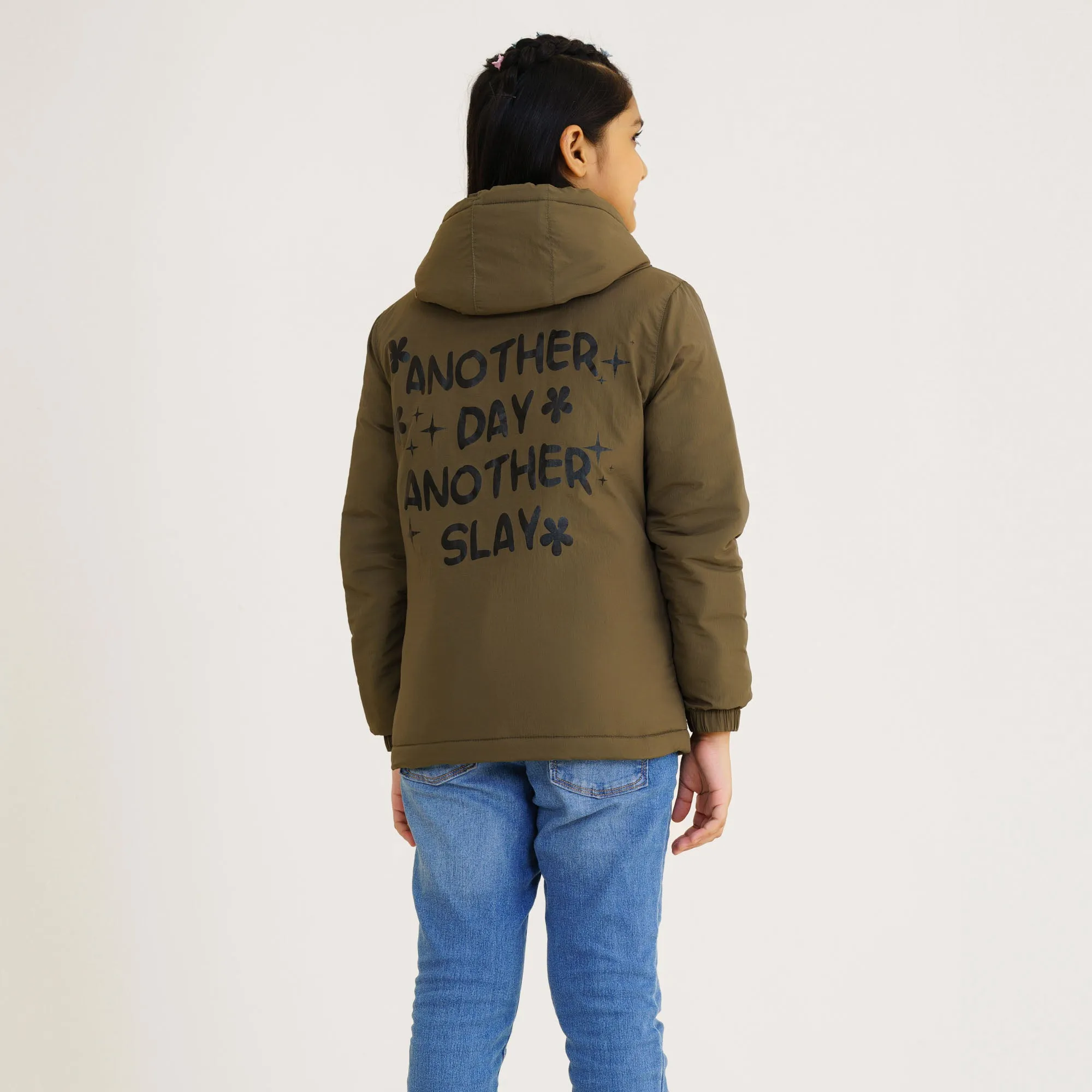 Girls Olive Windbreaker