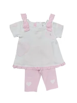 Girls Pink Heart Legging Set
