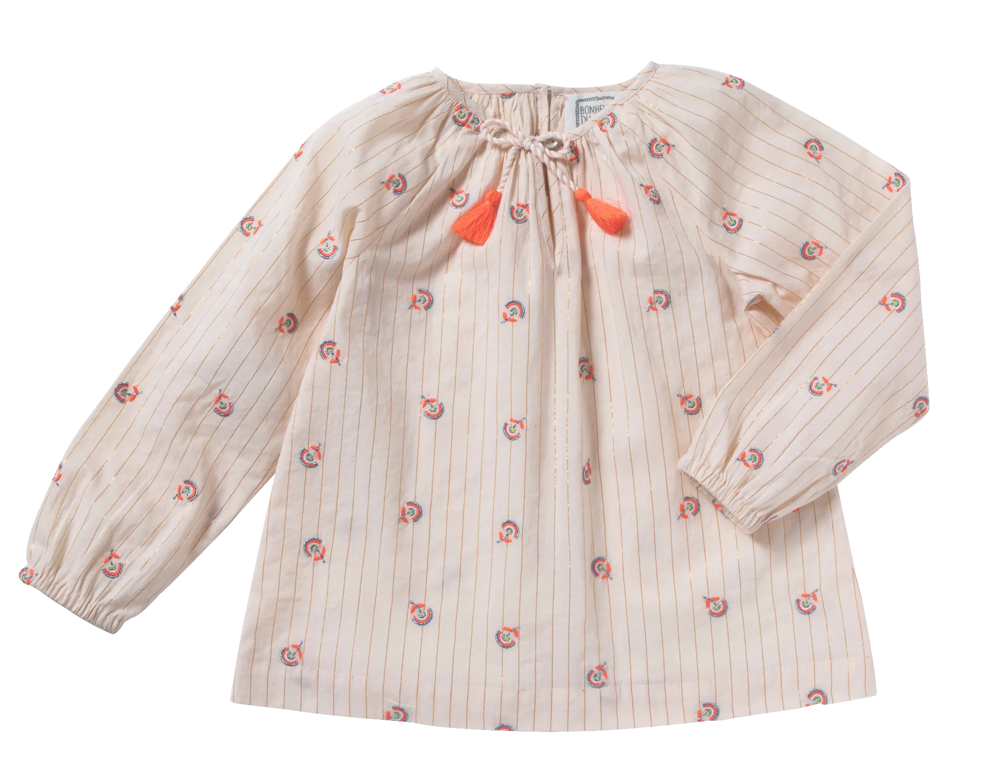 Girls Pompom Rainbow Flowers Blouse