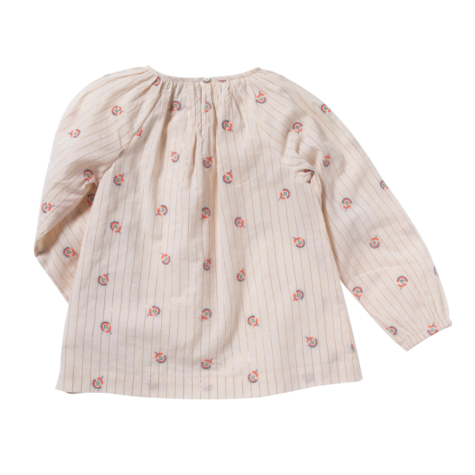 Girls Pompom Rainbow Flowers Blouse