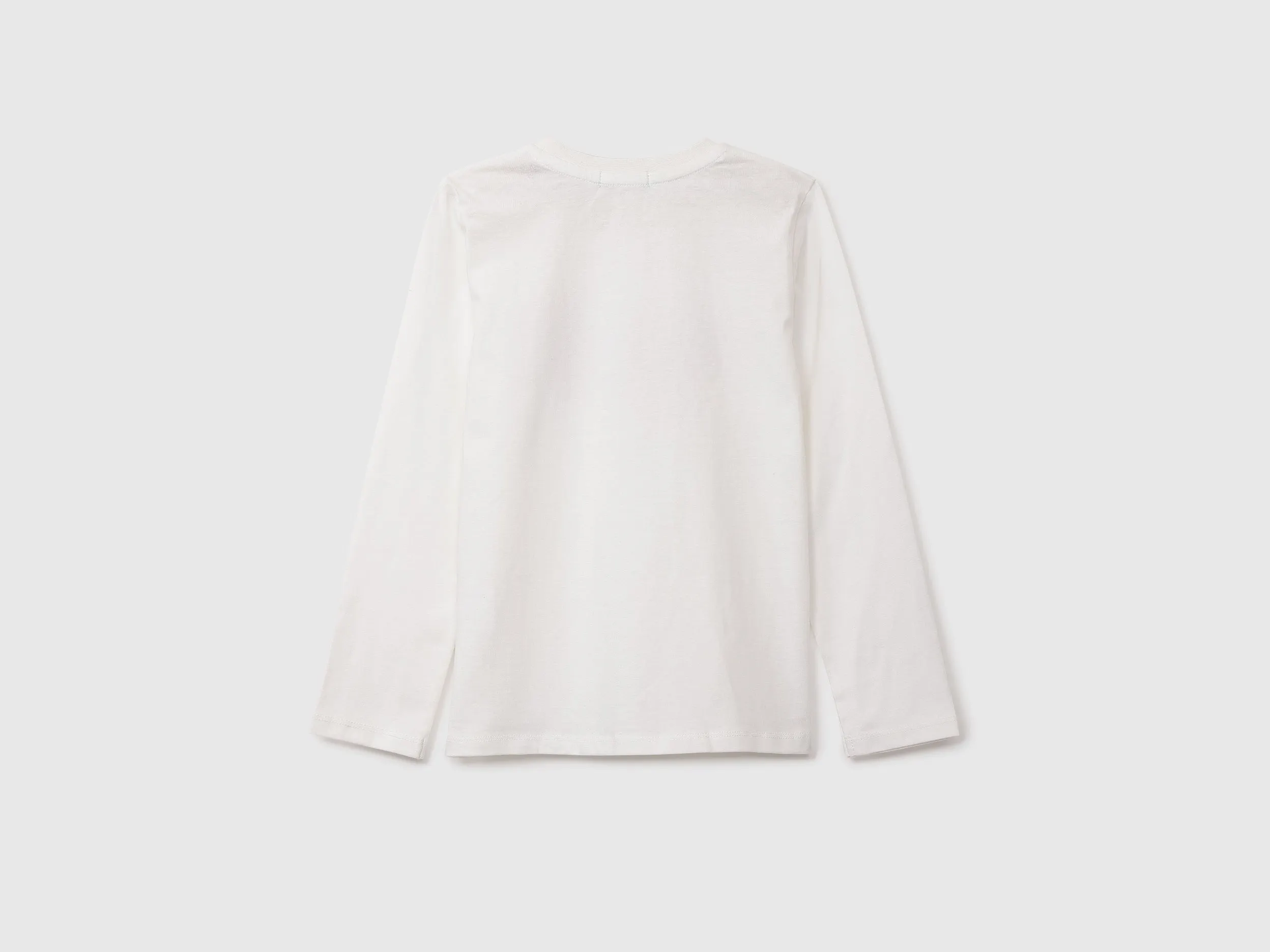 Girls White Long Sleeve Printed Top