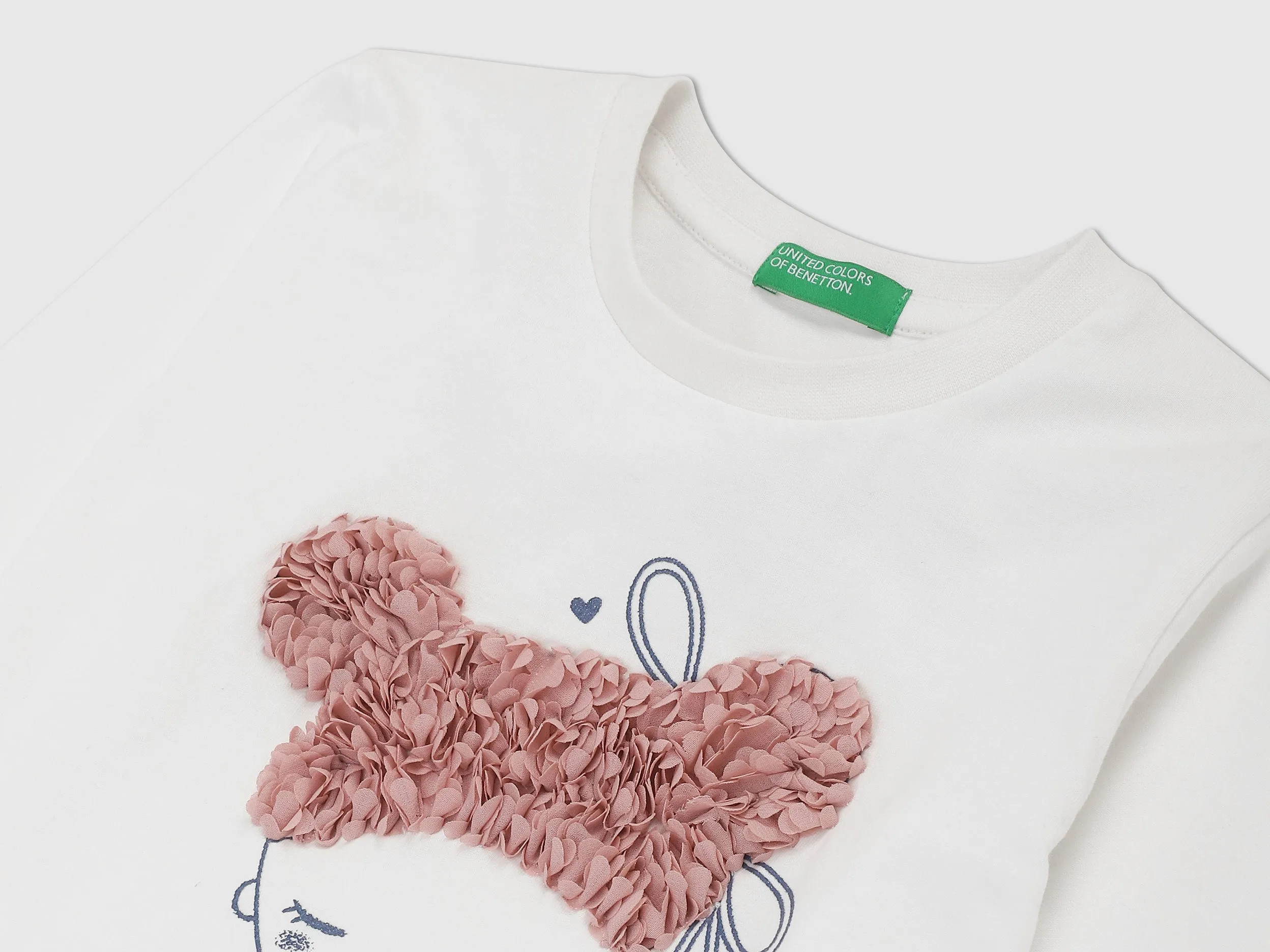 Girls White Long Sleeve Printed Top