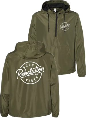 Good Vibes Pullover Windbreaker (Olive Green)
