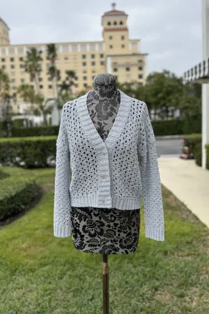 Grey Cardigan Open Knit Sweater