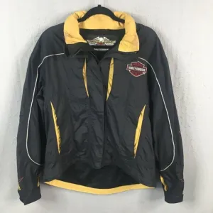 Harley Davidson Jacket Womens Small Black Windbreaker Moto Biker Full Zip Nylon