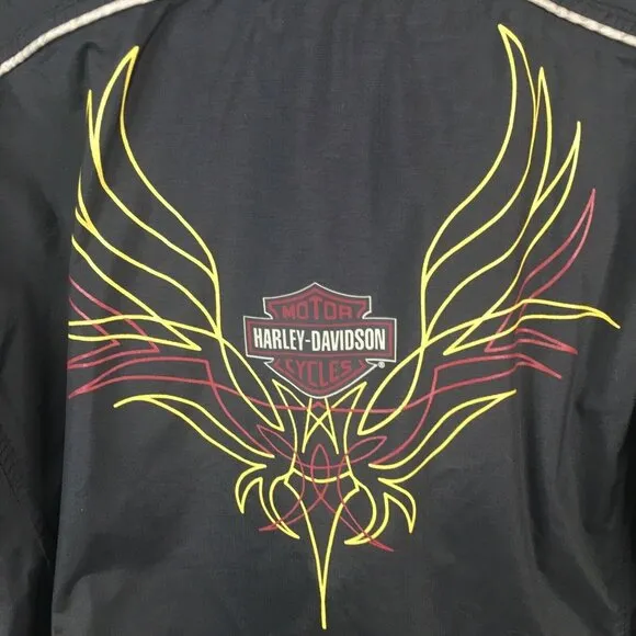 Harley Davidson Jacket Womens Small Black Windbreaker Moto Biker Full Zip Nylon