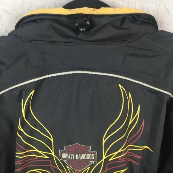 Harley Davidson Jacket Womens Small Black Windbreaker Moto Biker Full Zip Nylon