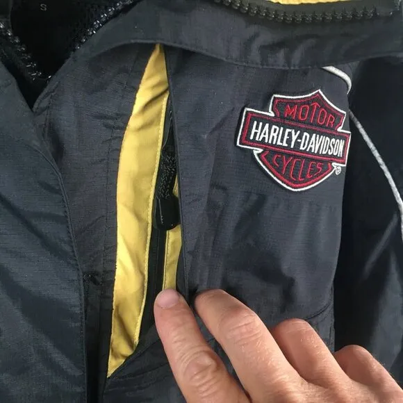 Harley Davidson Jacket Womens Small Black Windbreaker Moto Biker Full Zip Nylon