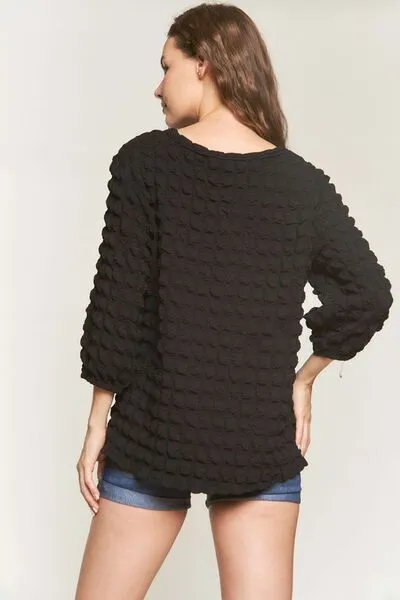 Hazel Blues® |  ADORA Bubble Texture Round Neck Blouse