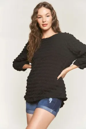Hazel Blues® |  ADORA Bubble Texture Round Neck Blouse