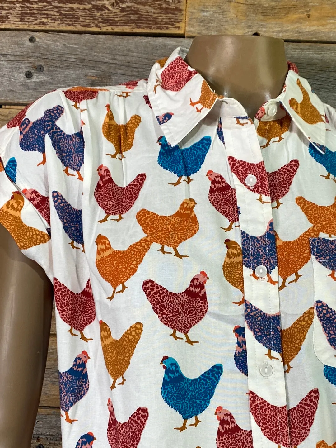 Hen House Print Blouse