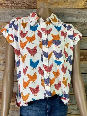 Hen House Print Blouse