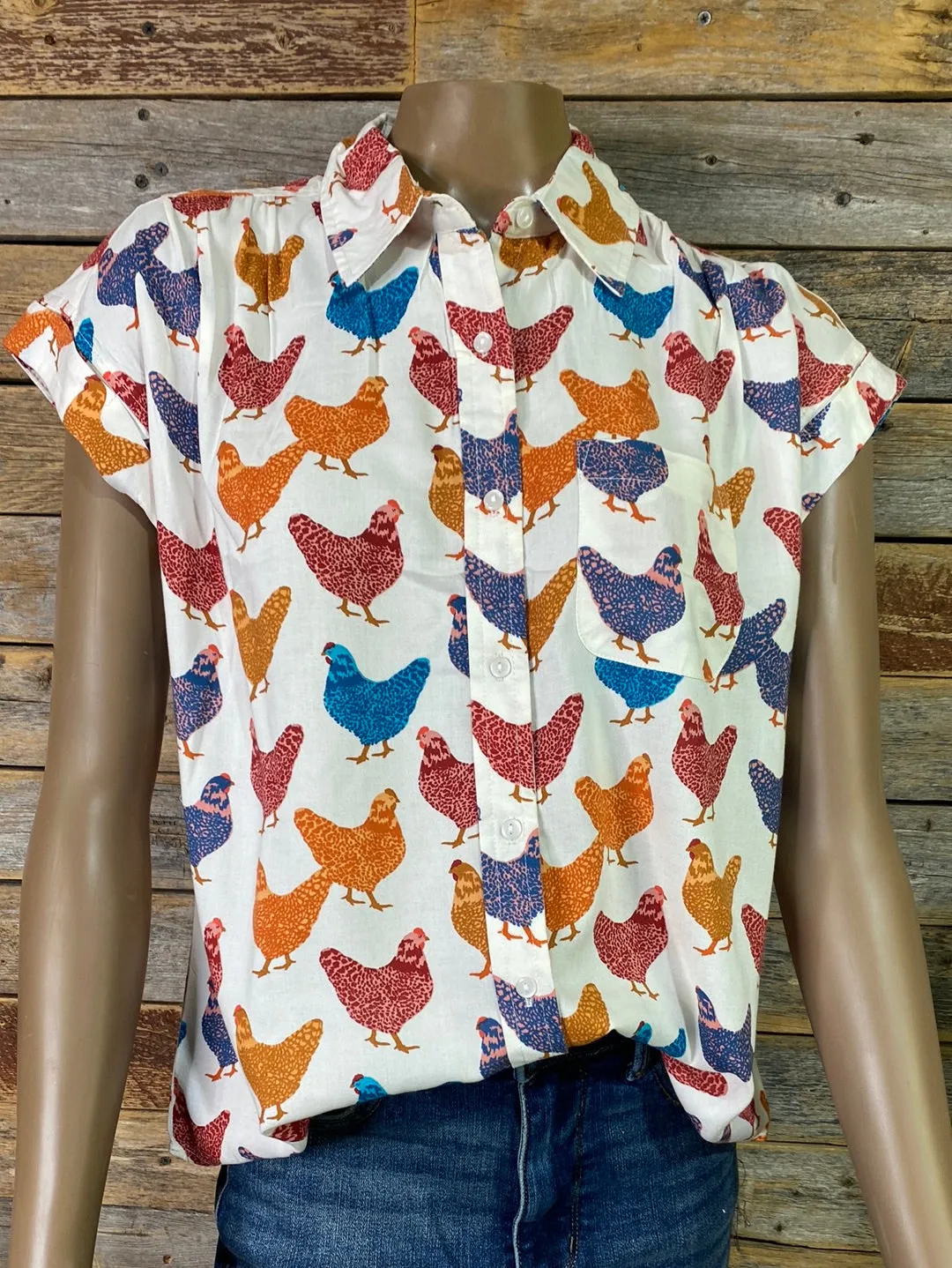 Hen House Print Blouse