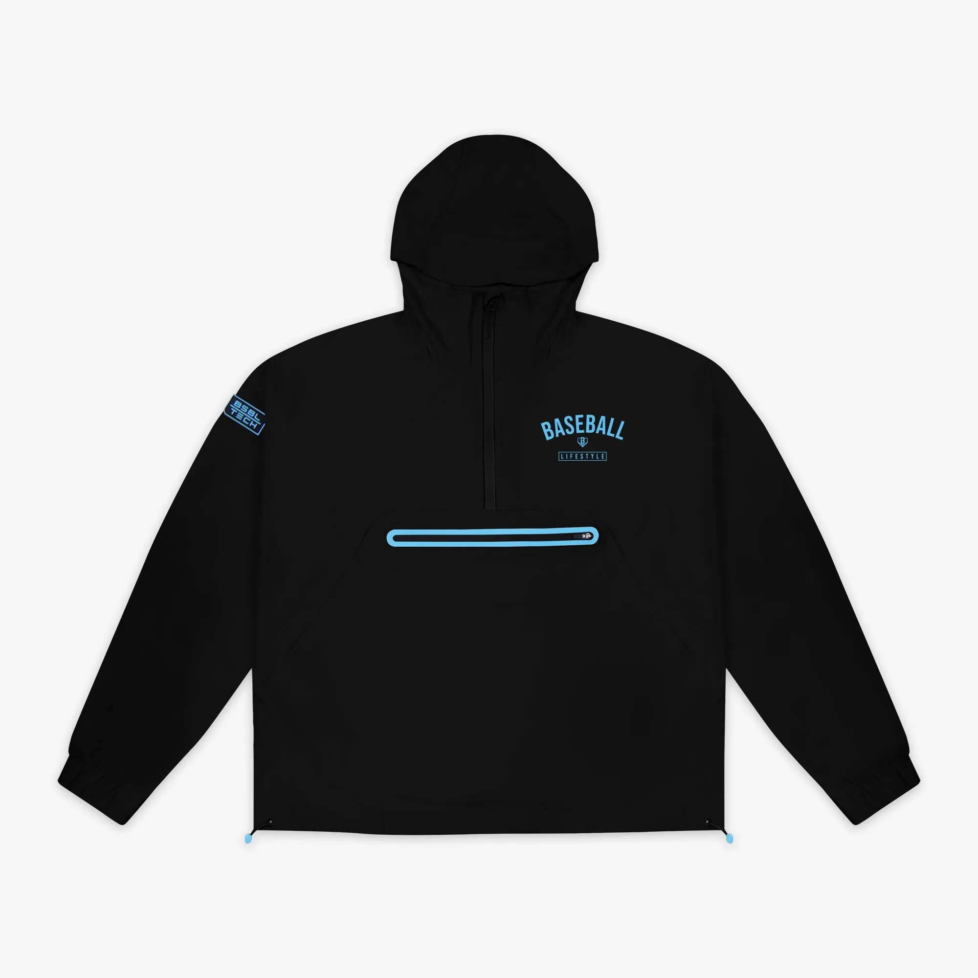 Heritage Premium Youth Windbreaker - Black/Light Blue