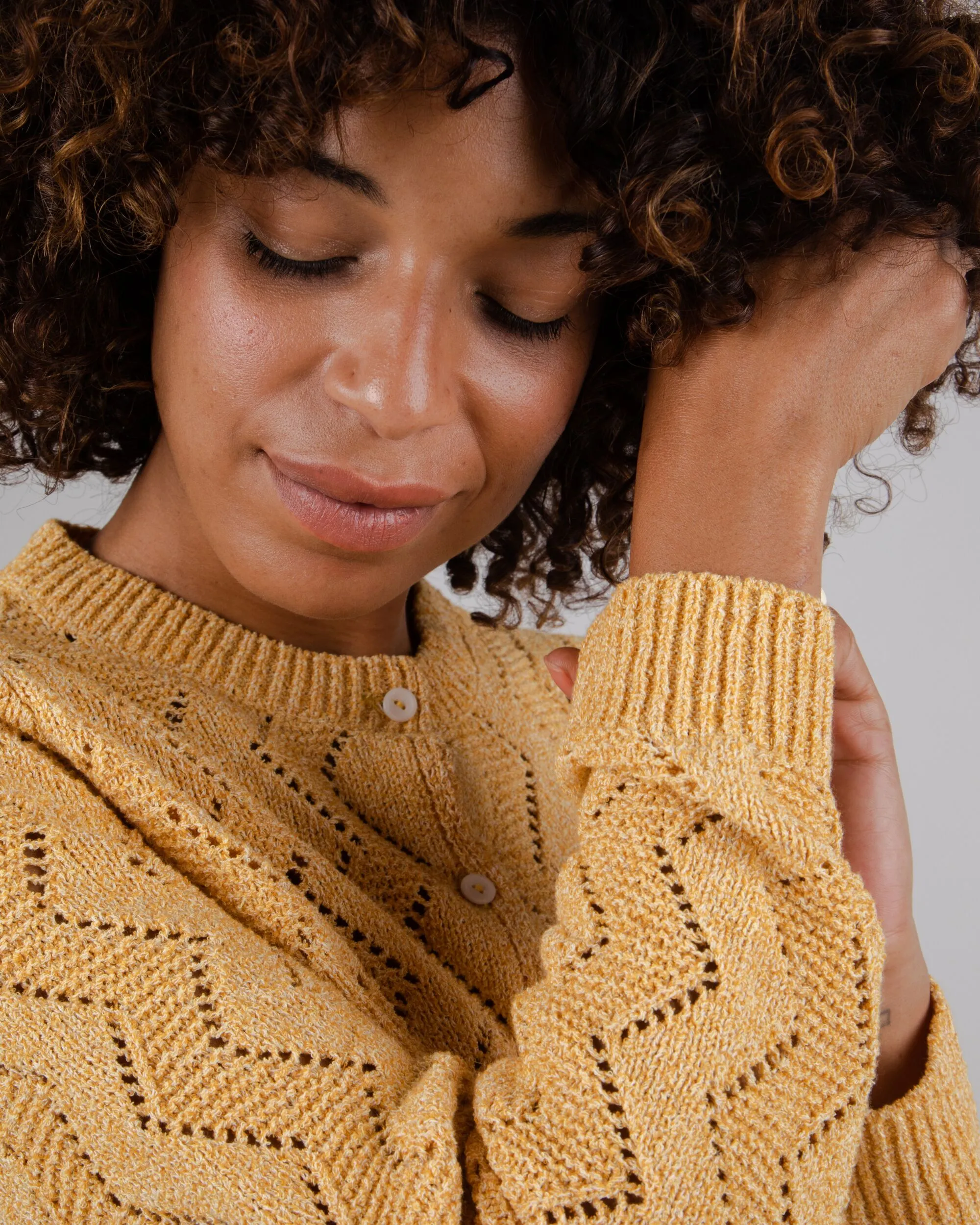 Holeknit Knitted Jacket Yellow
