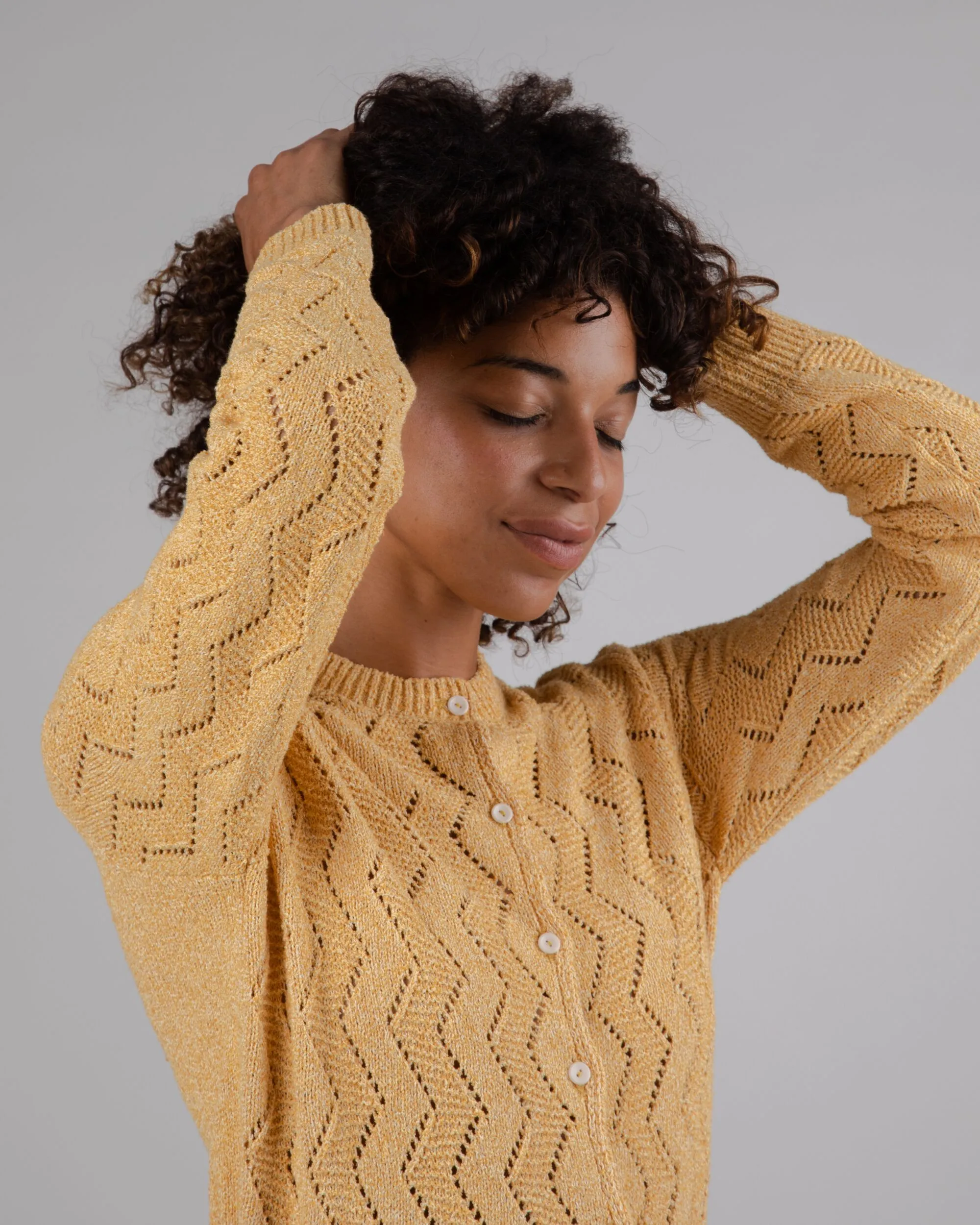 Holeknit Knitted Jacket Yellow