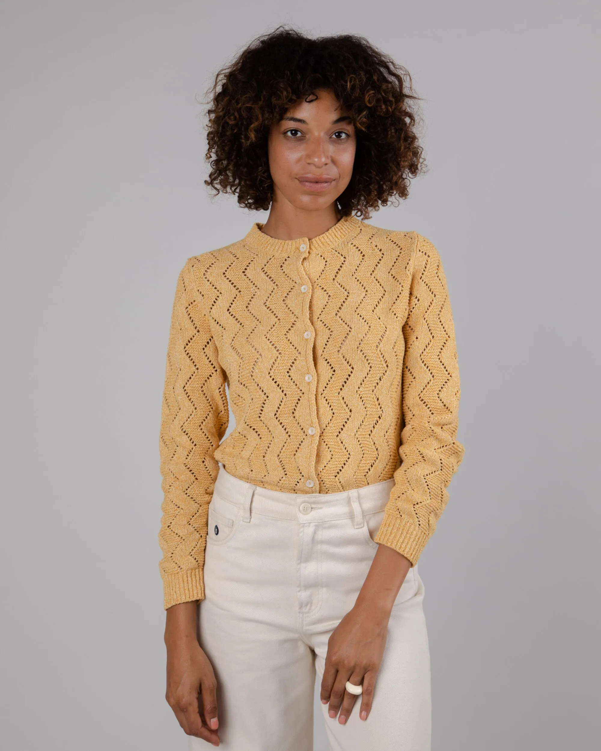 Holeknit Knitted Jacket Yellow