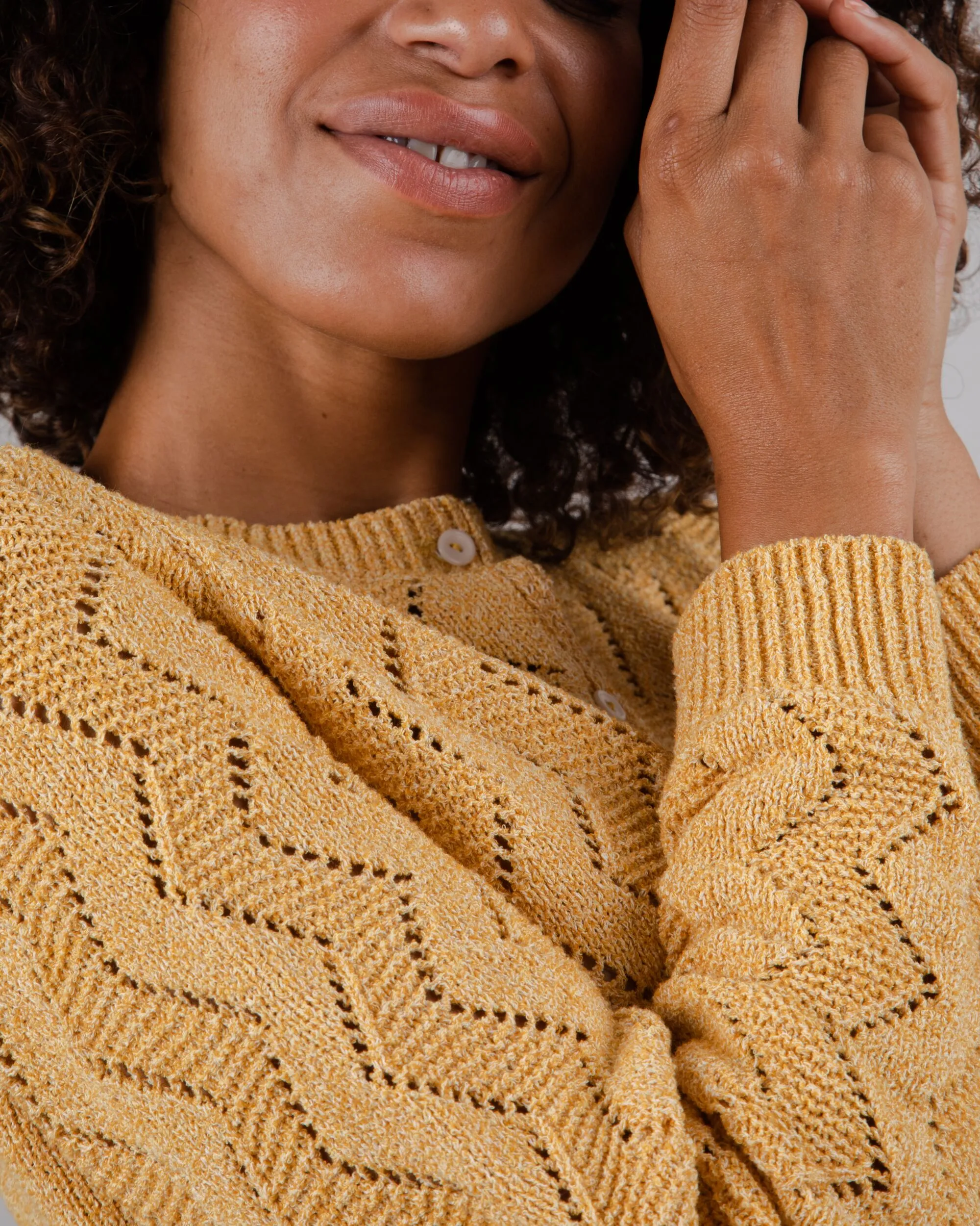 Holeknit Knitted Jacket Yellow