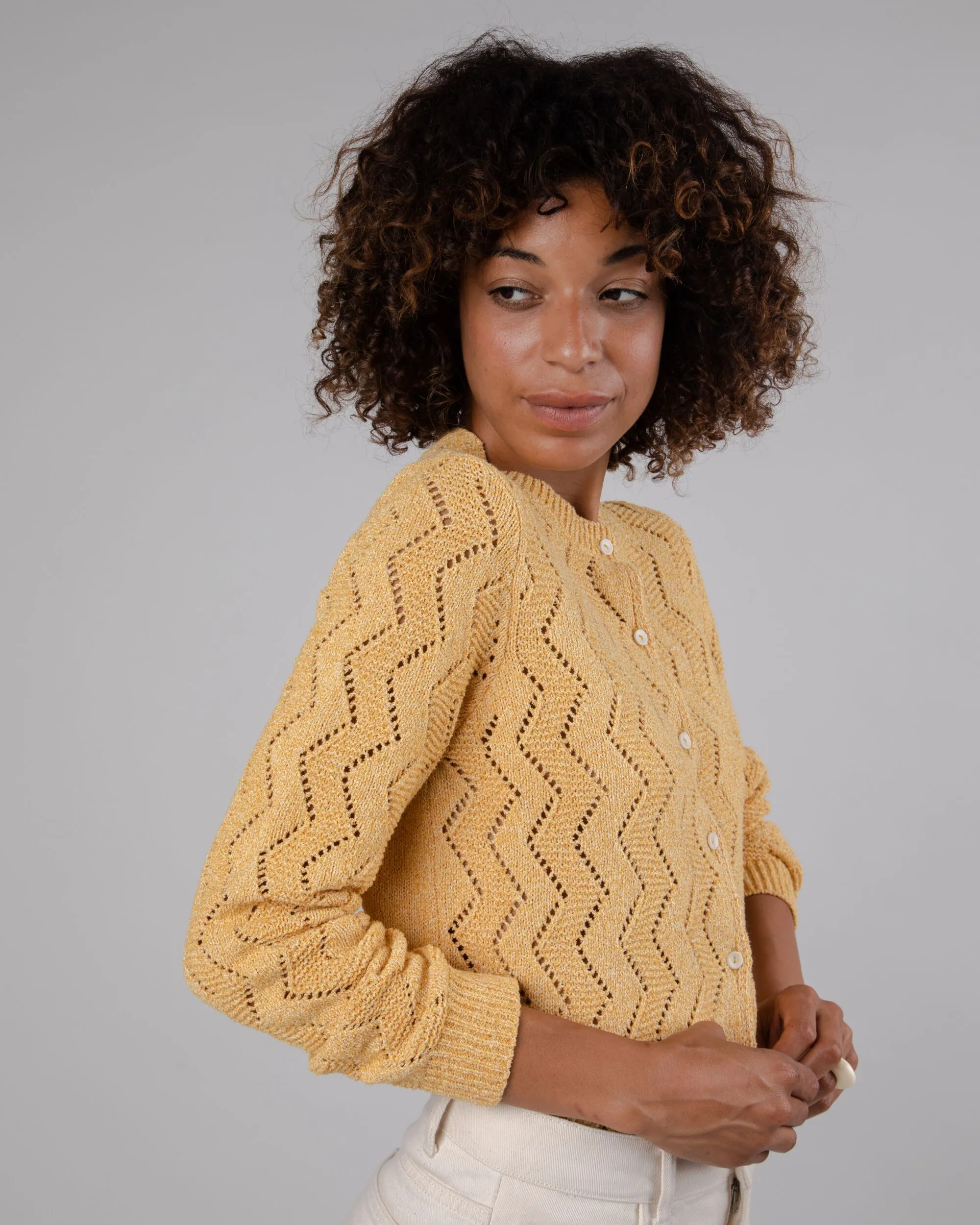 Holeknit Knitted Jacket Yellow