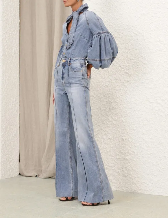 Illuminate Tied Denim Blouse