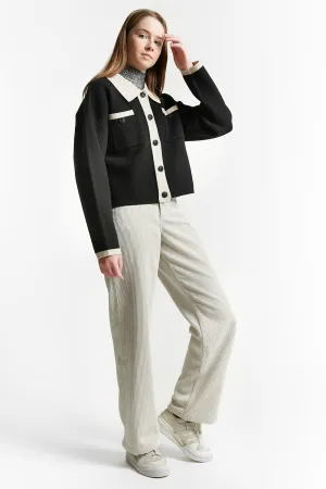 Indee Black Polo Knit Cardigan