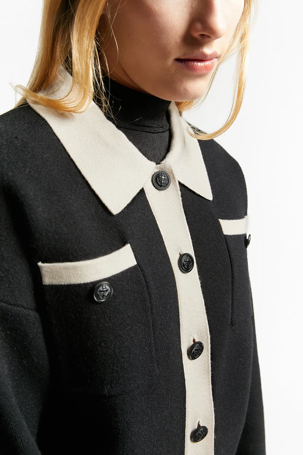 Indee Black Polo Knit Cardigan