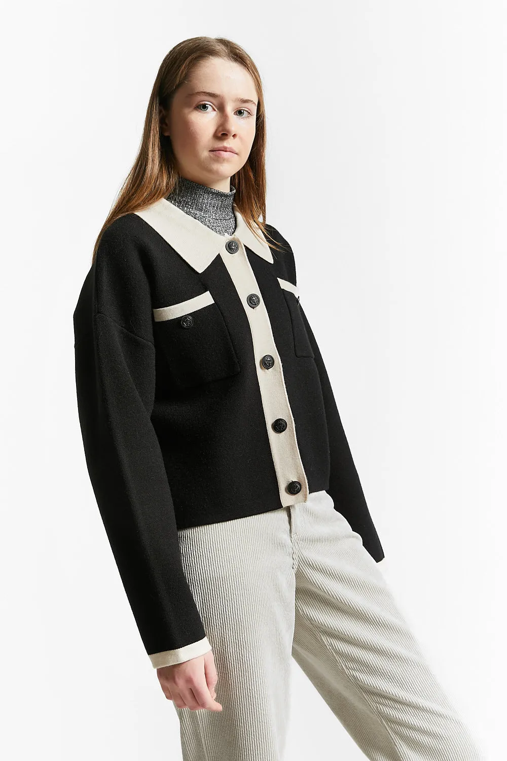 Indee Black Polo Knit Cardigan