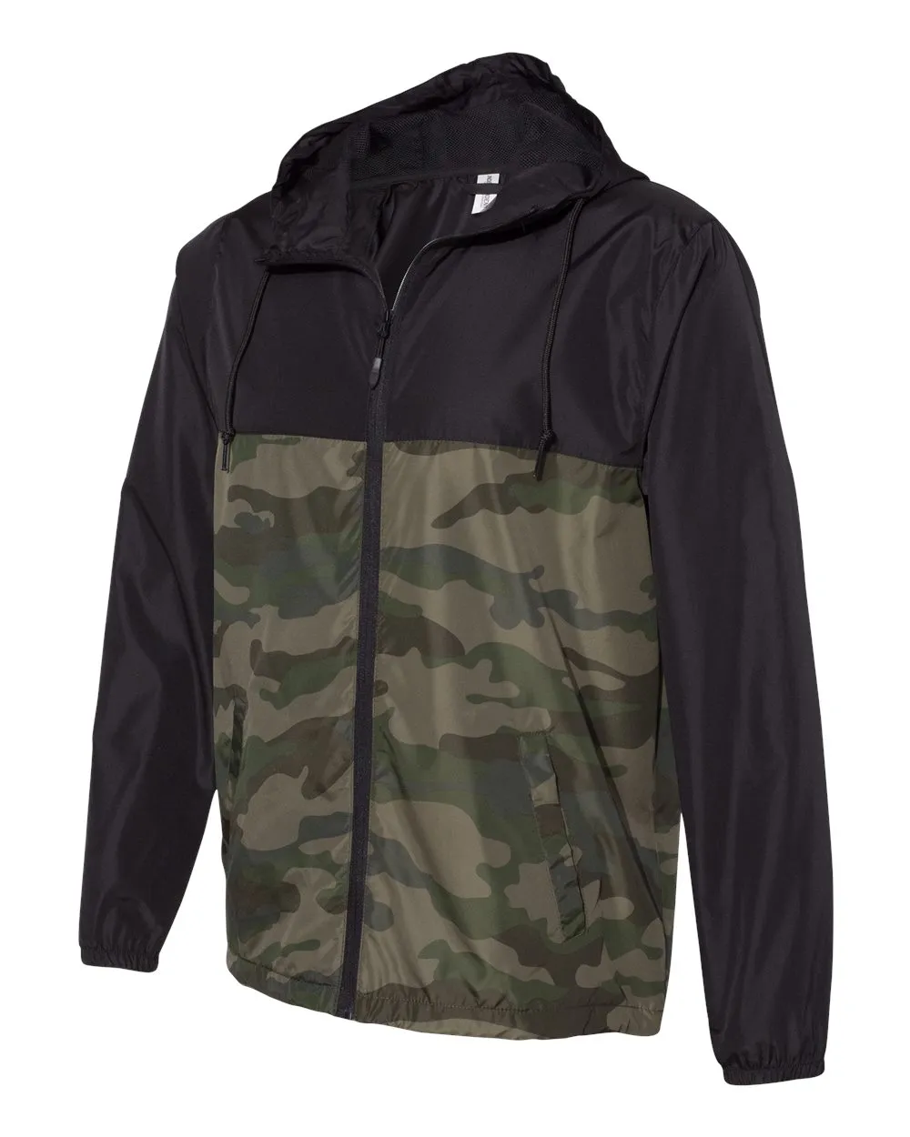 Independent Unisex Lightweight Windbreaker Full-Zip Jacket Black Forest Camo