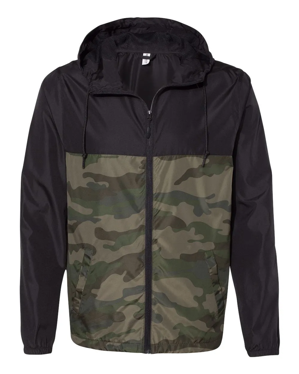 Independent Unisex Lightweight Windbreaker Full-Zip Jacket Black Forest Camo