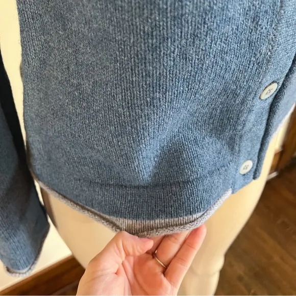 IrelandsEye Killiney Button Down Wool Cashmere Blend Cardigan Harbour Blue Small