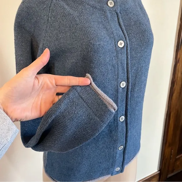 IrelandsEye Killiney Button Down Wool Cashmere Blend Cardigan Harbour Blue Small