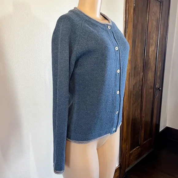 IrelandsEye Killiney Button Down Wool Cashmere Blend Cardigan Harbour Blue Small