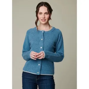 IrelandsEye Killiney Button Down Wool Cashmere Blend Cardigan Harbour Blue Small