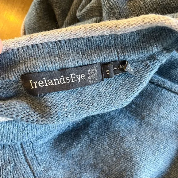 IrelandsEye Killiney Button Down Wool Cashmere Blend Cardigan Harbour Blue Small
