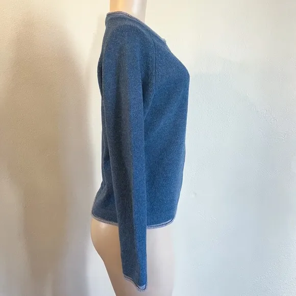 IrelandsEye Killiney Button Down Wool Cashmere Blend Cardigan Harbour Blue Small