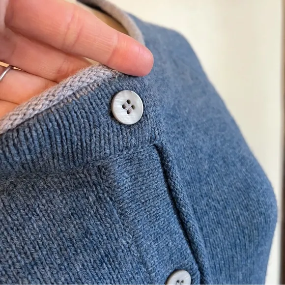 IrelandsEye Killiney Button Down Wool Cashmere Blend Cardigan Harbour Blue Small