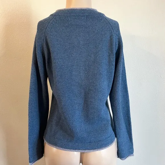 IrelandsEye Killiney Button Down Wool Cashmere Blend Cardigan Harbour Blue Small