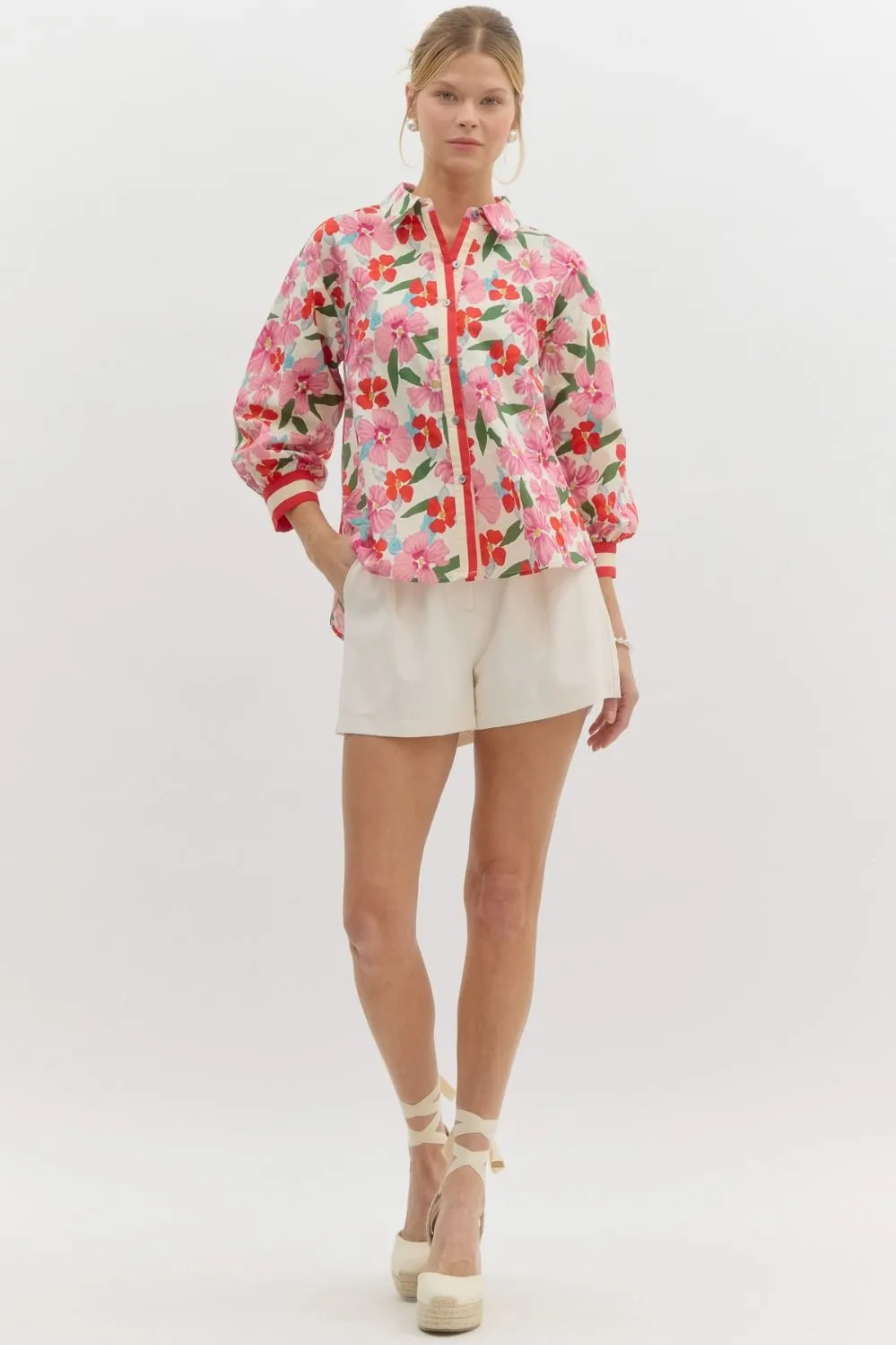 Iris 3/4 Sleeve Floral Print Blouse
