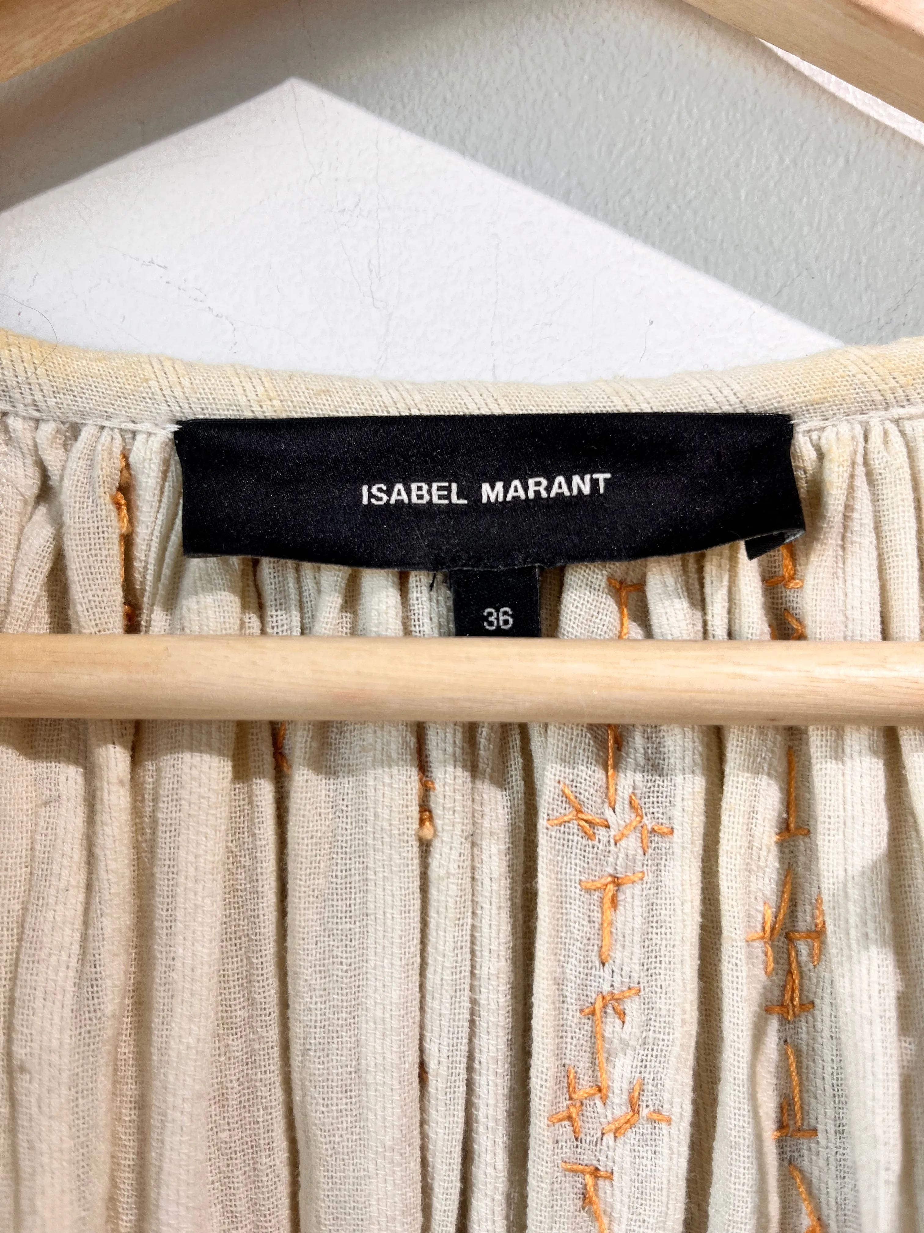 Isabel Marant Cream Linen Top with Gold Sequins