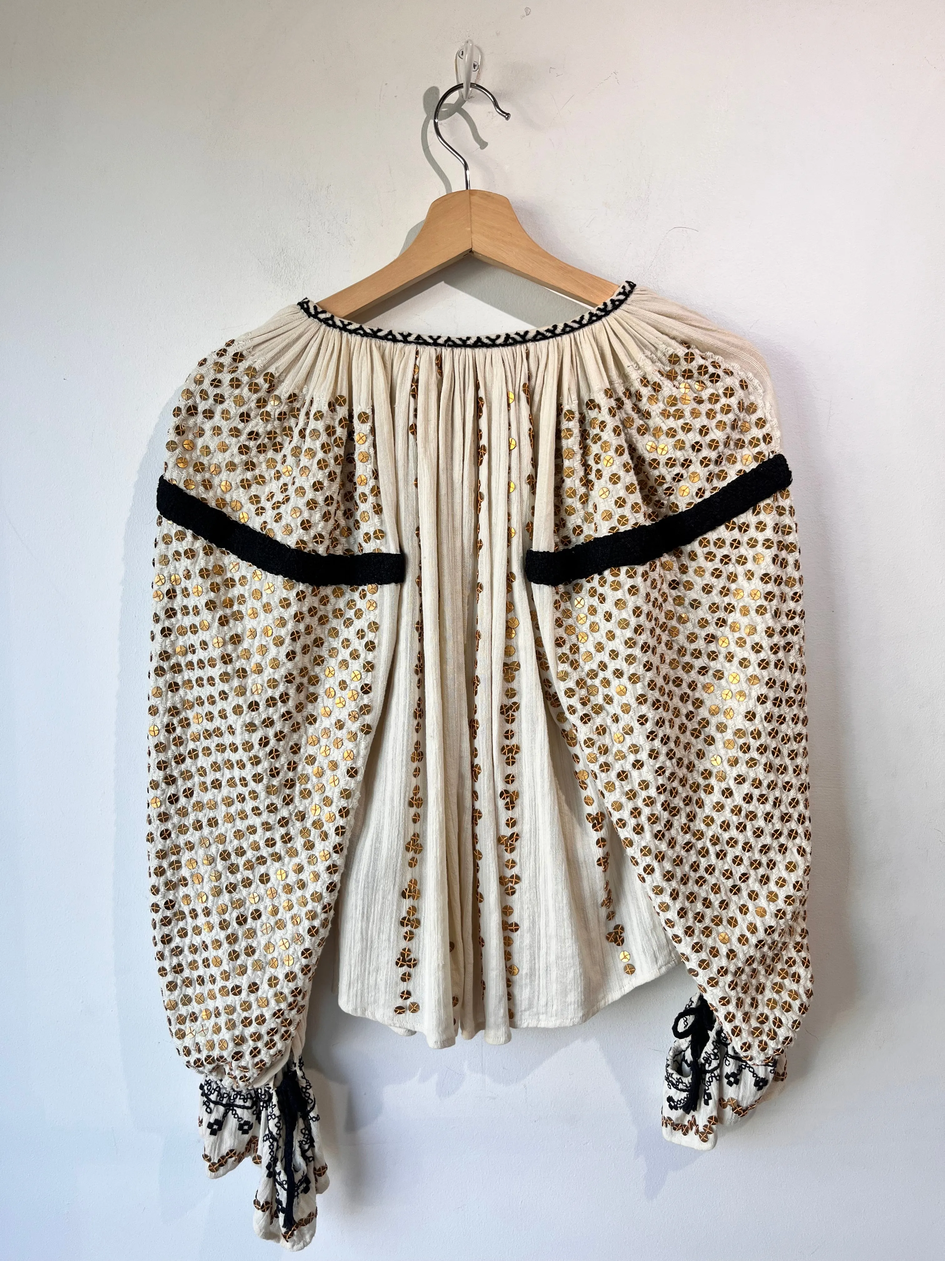 Isabel Marant Cream Linen Top with Gold Sequins