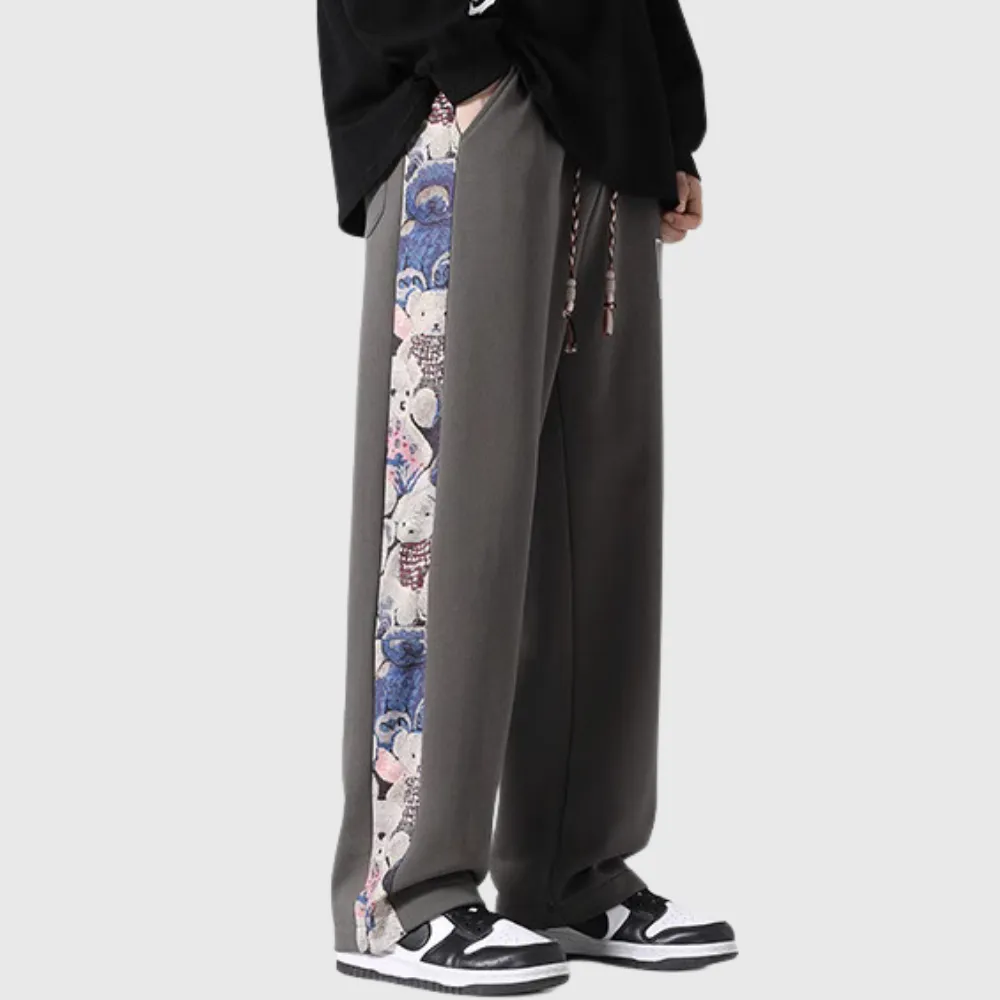 Japanese Side Bear Print Sweatpants