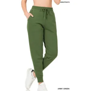 Jogger sweatpants pockets & elastic waistband