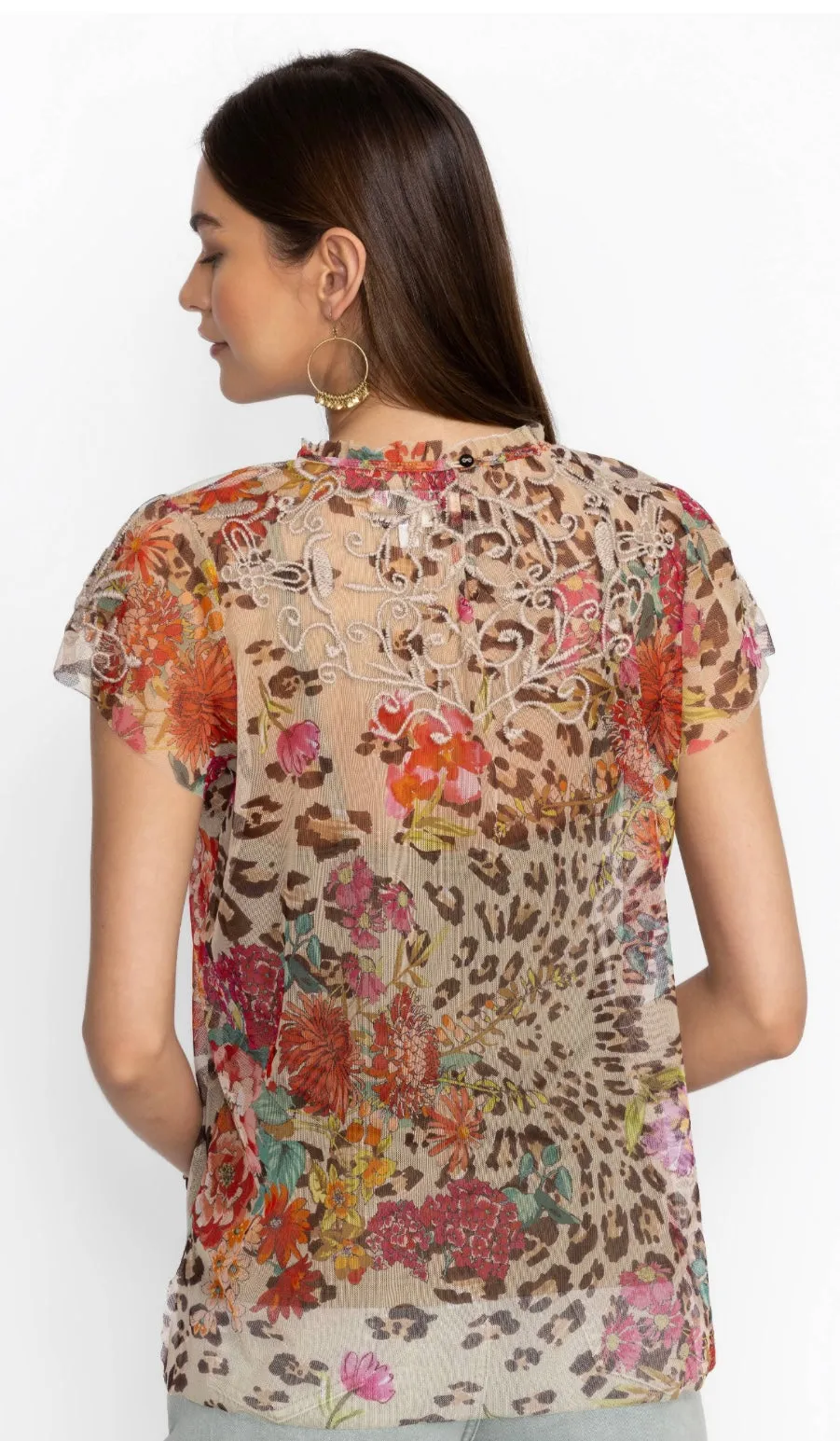 Johnny Was Mazzy Ruffle Neck Blouse